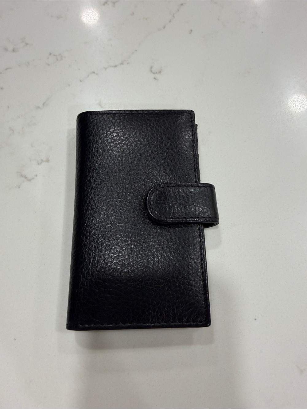 Genuine Black Leather Wallet with Snap Closure